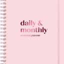 Undated Daily Planner | 2026 Calendar | Large Daily and Monthly Planner with Hourly Schedule, 8.5" x 11" | 6 Month, Full Page a Day, To do List, Time Blocking, Pink Aesthetic Hardcover Spiral Notebook