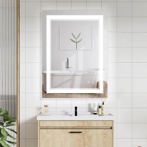40" x 30" LED Bathroom Mirror with Lights, LED Mirror for Bathroom, Lighted, Anti-Fog, Dimmable Adjustable, 3 Colors, Vertical/Horizontal, CRI90+,Touch Button, Memory