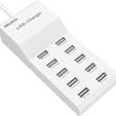 USB Charging Stations 50w10A 10 Ports Multiple Charging Block/Power USB Strip for iPhone Android Smartphone Tablet Smart Watch AirPods Samsung and Multiple Charger Plug