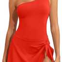 Tempt Me Women One Piece Swim Dress One Shoulder Swimsuit with Skirt Tummy Control Swimdress Bathing Suit M