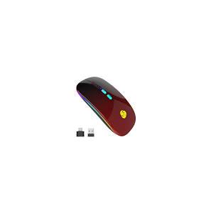 CC Store LED Wireless Mouse, Bluetooth Mouse &2.4GHz Instant Connection,Rechargeable Ultra Silent Slim,3 DPI 2 Connection Modes with USBC to USB Adapter for Laptop/MacBook/PC/Tablet/iPad (Blackred)