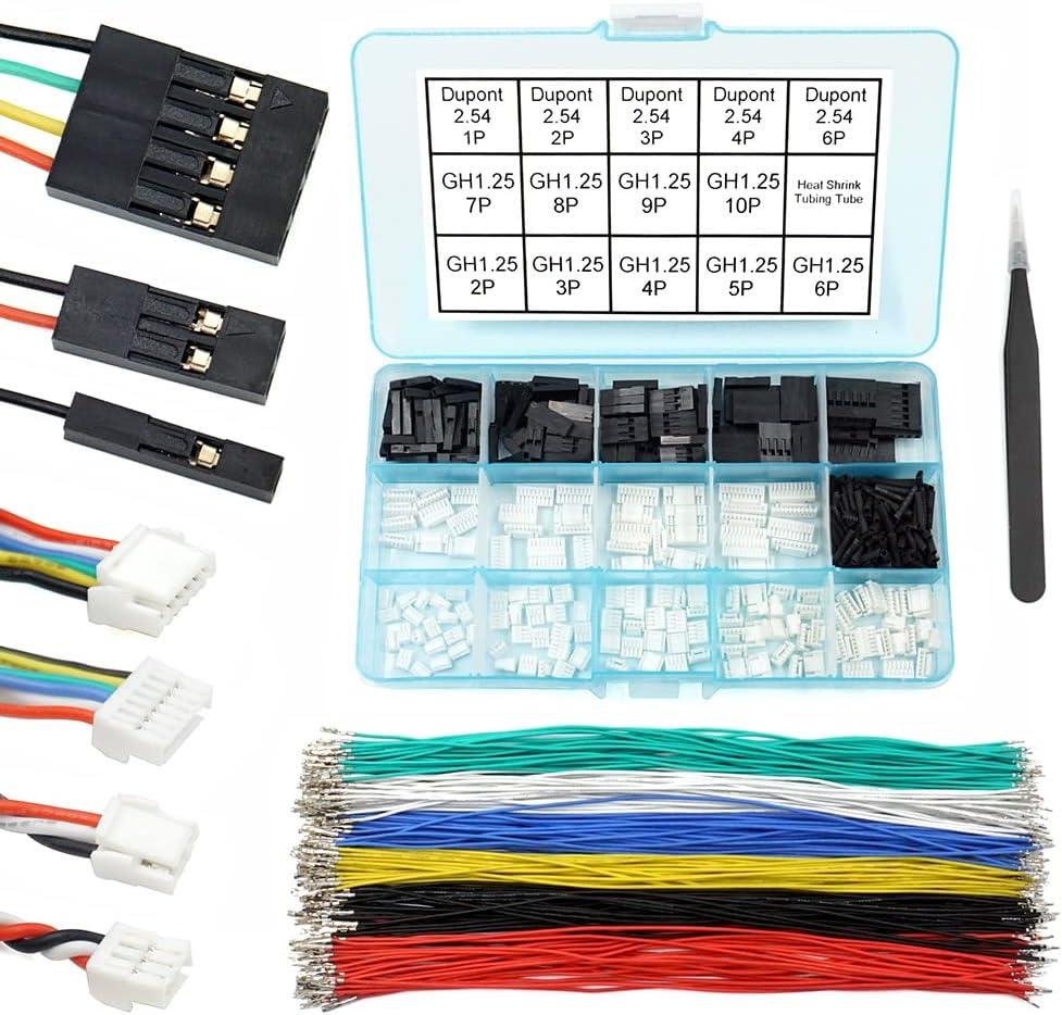 GH1.25 to Dupont2.54 Pre-Crimped Cables and Connectors Kit Compatible with JST GH 1.25mm for Pixhawk4 Pixhawk 6C 6X 20cm Silicone Wire