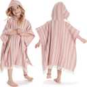 ZICOTO Stylish Hooded Beach Towel for Kids - Extra Soft and Fast Drying Poncho for Toddlers 3-6 Years is Made of Premium Cotton - Perfect Cover Up for Beach Days or Pool and Bath Time Adventures (Rose)