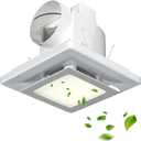 Bathroom Exhaust Fan 10x10 Inch with LED Lighting Ultra Quiet High Airflow 77 CFM Ideal for Bathroom and Space 4 Inch Duct Diameter Easy Ceiling Installation Extractor Fan. Small