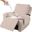 100% Waterproof Recliner Chair Covers, Recliner Cover Stay in Place, Chair Covers for Recliners, Recliner Covers Washable with Pocket, Elastic Straps for Pets, Dogs and Kids (Beige, 23")