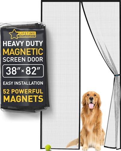 Flux Phenom Magnetic Screen Door - Bugs Out, Breeze in - 9min Install Auto-Sealing Heavy Duty Double Stitched Mesh, 52 Magnets, Hands Free Sliding & Patio Doors Net, Pet & Kid Friendly, 38 x 82 Inch, Pack 2