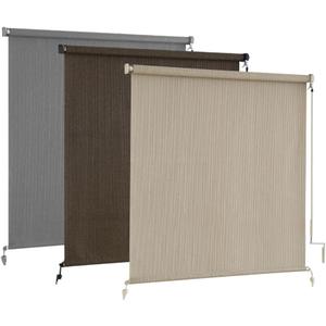 AOSKY Outdoor Roller ShadesCordless Patio Shades Roll Up Outdoor BlindsRoller Blinds Cloth for Porch Pergola Balcony Backyard Windows96" W x 72" HSesame