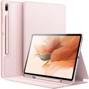 JETech Case for Samsung Galaxy Tab S8 Plus 2022 / S7 FE 2021 / S7 Plus 2020 12.4-Inch with S Pen Holder, Slim Folio Stand Protective Tablet Cover, Multi-Angle Viewing (Pink Gold)