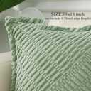 decorUhome Decorative Sage Green Throw Pillow Covers 18x18 Set of 2 with Splicing, Boho Soft Neutral Corduroy Broadside Twill Pillow Covers for Couch Bed Sofa Living Room