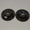 GE Black Stove Drip Pans, 10% Energy Save by Enamel Spraying Prevent Bending and Rust - Include 2 6'' Burner Drip Pans and 2 8'' Drip Bowl