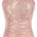 GRACE KARIN Sequin Tops for Women Elegant Tops Sparkle Tank Shimmer Party Club Cocktail Slim Fit Ruched Tops (Small, Rose Gold)