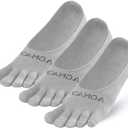 Toe Socks Women Low Cut No Show Socks Non-Slip Invisible Ankle Sock Liner Five Finger Sock (3 Pack) (Gray), Large
