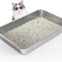 WENBOKMIN Stainless Steel Cat Litter Box - (23.5" L x 15.5" W x 4" H) | Non Slip, Easy to Clean, Never Absorbs Odor, Stains, or Rusts