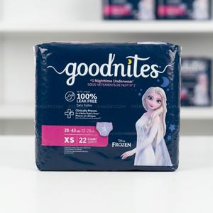 Goodnites girls nighttime underwear sizes 3-5 xs 22 count