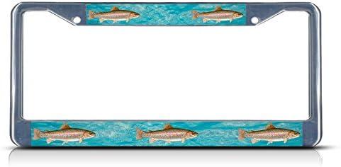 Rainbow Trout Fishing Fish License Plate Frame Tag Holder Cover