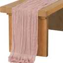 Ling's Moment 10Ft x 35" Wide Dusty Rose Gauze Semi-Sheer Table Runner Cheesecloth Tablecloth for Wedding Party Bridal Shower Boho Table Decor