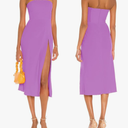 ALENDA DANMOS Women Strapless Midi Dress Tube Top Off Shoulder Summer Dress Thigh High Slit Cocktail Party Dress DD087 M