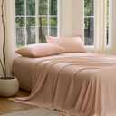 DOZ Sheet Set, 100% Viscose derived from Bamboo, Organically Grown, Buttery Soft, Cooling Sheets, High GSM, Deep Pockets - 4 Piece - 2 Pillowcases 1 Fitted 1 Top Sheet (Blush, Full)