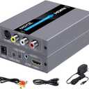 RCA Svideo to HDMI Converter, RCA Composite CVBS AV or Svideo + R/L Audio Input to HDMI Output Upscale Converter, Supports 720P/ 1080P Output Switch for N64, PS2, Wii, DVD