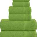 MyOwn 6 Piece Towel Set, 100% Combed Cotton - 2 Bath Towels, 2 Hand Towels, 2 Wash Cloths - 500 GSM Luxury Hotel Quality Ultra Soft Highly Absorbent Towel Set for Bathroom - Kiwi Green