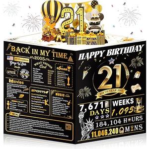 OLOSONG 21st Birthday Card for Girl Boy Son Daughter, Big Pop Up 21st Birthday Cards for Grandson Granddaughter, Back In 2005 Funny 21 Year Old Birthday Decorations