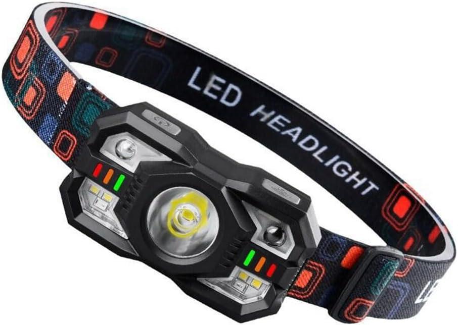 IR Motion Sensor Head Lamp Rechargeable Headlight Portable LED Headlamp Waterproof Flashlight Camping Fishing, Pack Of 6