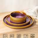 Ceramic Dinnerware Set for 8, 24-Piece Plates and Bowls Set | Lightweight Porcelain Dish Set, Scratch Resistant, Oven & Microwave & Dishwasher Safe, Amber Amethyst