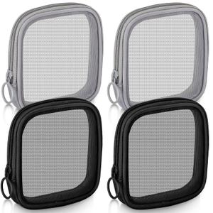 Weewooday 4 Pcs Mesh Makeup Bag Mesh Cosmetic Bag Travel Toiletry Pouch with Zipper Mini Makeup Cosmetic Purse for Daily Accessory(Small,Black, Gray)