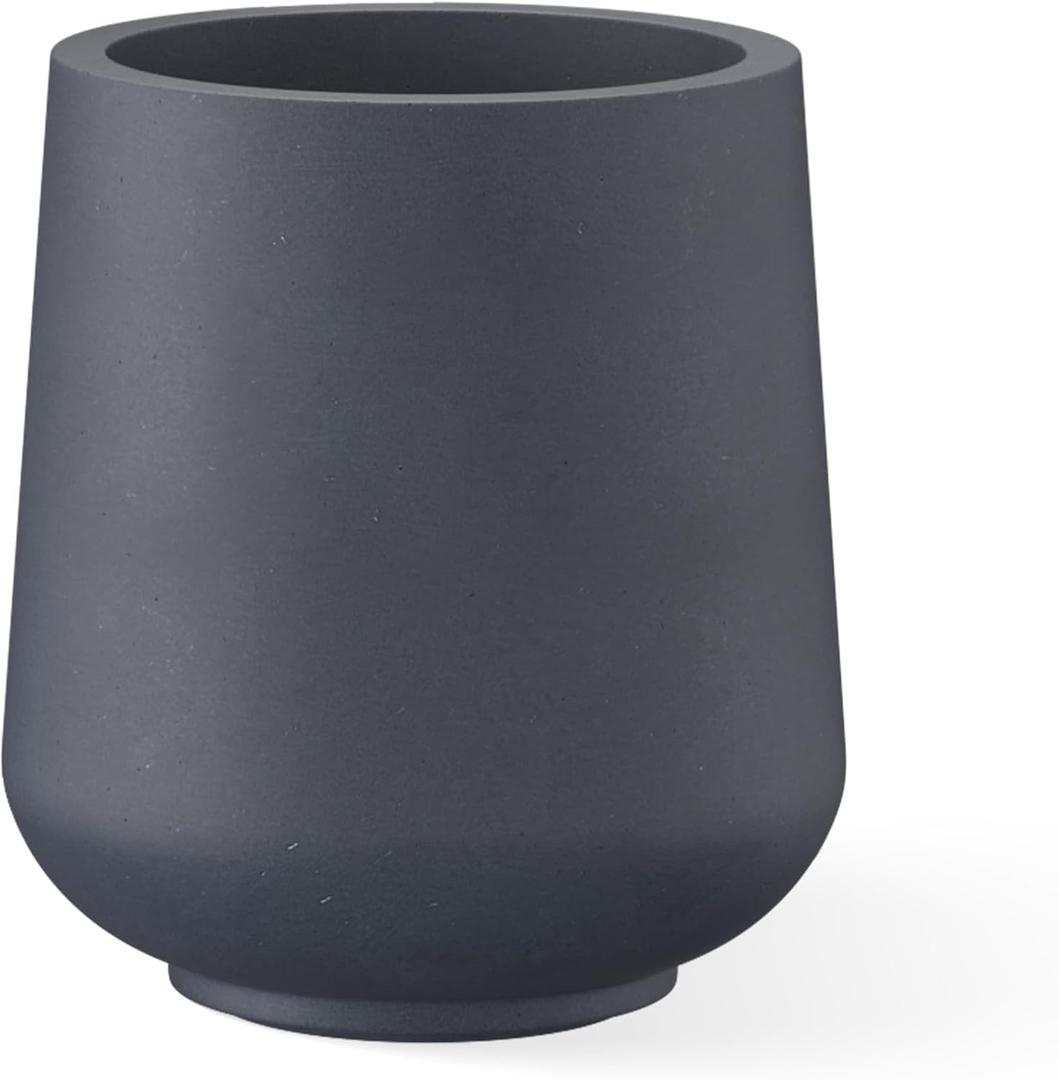 Kante 15.3" Dia Round Concrete Planter, Outdoor Indoor Large Plant Pots Containers with Drainage Hole and Rubber Plug for Home Garden Patio, Charcoal