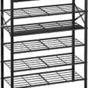 6-Tier Metal Shoe Rack Organizer Shoe Storage for Entryway 18-24 Pairs Narrow Shoe Rack for Closet Heavy-Duty Shoe Rack with Wooden Top Shelf for Garage Rustic Brown