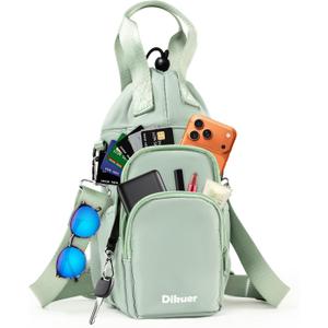 Water Bottle Holder with Strap, 4 Big Pockets with Compartment, 24oz/32oz/40oz Crossbody Water Bottle Carrier Bag