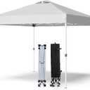 Shades 10x10 Pop Up Canopy with One Push Setup,Heavy Duty Beach Tent with Wheels for Easy Moving, Sun Shelter for Parties,Events, Outdoor Gazebo with 420D Coated Waterproof White Fabric