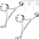 Bar Foot Rail Brackets Stainless Steel 316 Grade Bar and Floor Mount Combination Bracket, Fits 2 Inches/ 5.08 cm Od Bars Foot Rail Tubing Mat Finish with Screws and Hex Keys(Silver,2 Pack)