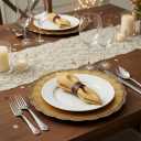 Gold Charger Plates Set of 10, 13 Inch Plastic Plate Chargers | Vintage Style for Weddings, Holiday Parties, Banquets & Family Gatherings, Elegant Chargers for Dinner Plates (10, Gold-XRK), 1313