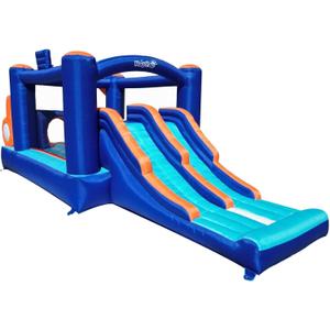 Inflatable Obstacle Course Bounce House for Kids - 2 Racing Slides, Jumping Area, Tunnel & Climbing Walls with Blower for Indoor or Outdoor