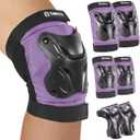 Skating Protective Gear Knee and Elbow Pads Wrist Guards for Roller Skating Skateboarding, Skate Pads Adult Knee Pads (Adult (14+ years), Purple)