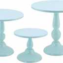Set of 3 Blue Cake Stands, Metal Round Cake Holder Dessert Pie Pizza Display Stand 8" 10" 12" Serving Tray Decoration for Wedding Celebration Party Birthday Baby Shower