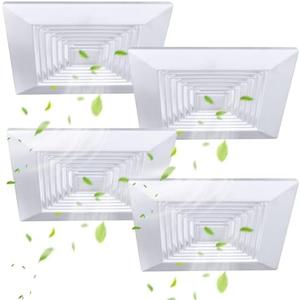 Mkhaslri 4 Pcs Exhaust Bathroom Ceiling Fan 9 x 9 Inch Grille with Springs Plastic Replacement Vent Cover Wall Mount Bathroom Fan Cover Replacement Parts for Square Ceiling Ventilation
