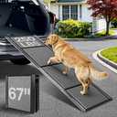 67''x 17'' Folding Dog Ramp for Truck, Aluminum Pet Ramp for Large Dogs, Foldable Dog Stairs Steps Up to 250LBS, with Non-Slip Rug Surface for Car, SUV, Bed, Indoor & Outdoor(Wire Loop Fabric)