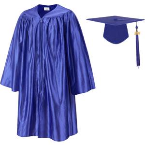 SAMDEEMI Unisex Shiny Kindergarten Graduation Gown Cap Set with 2025 Tassel, for Preschool Toddler Children (27", Purple)