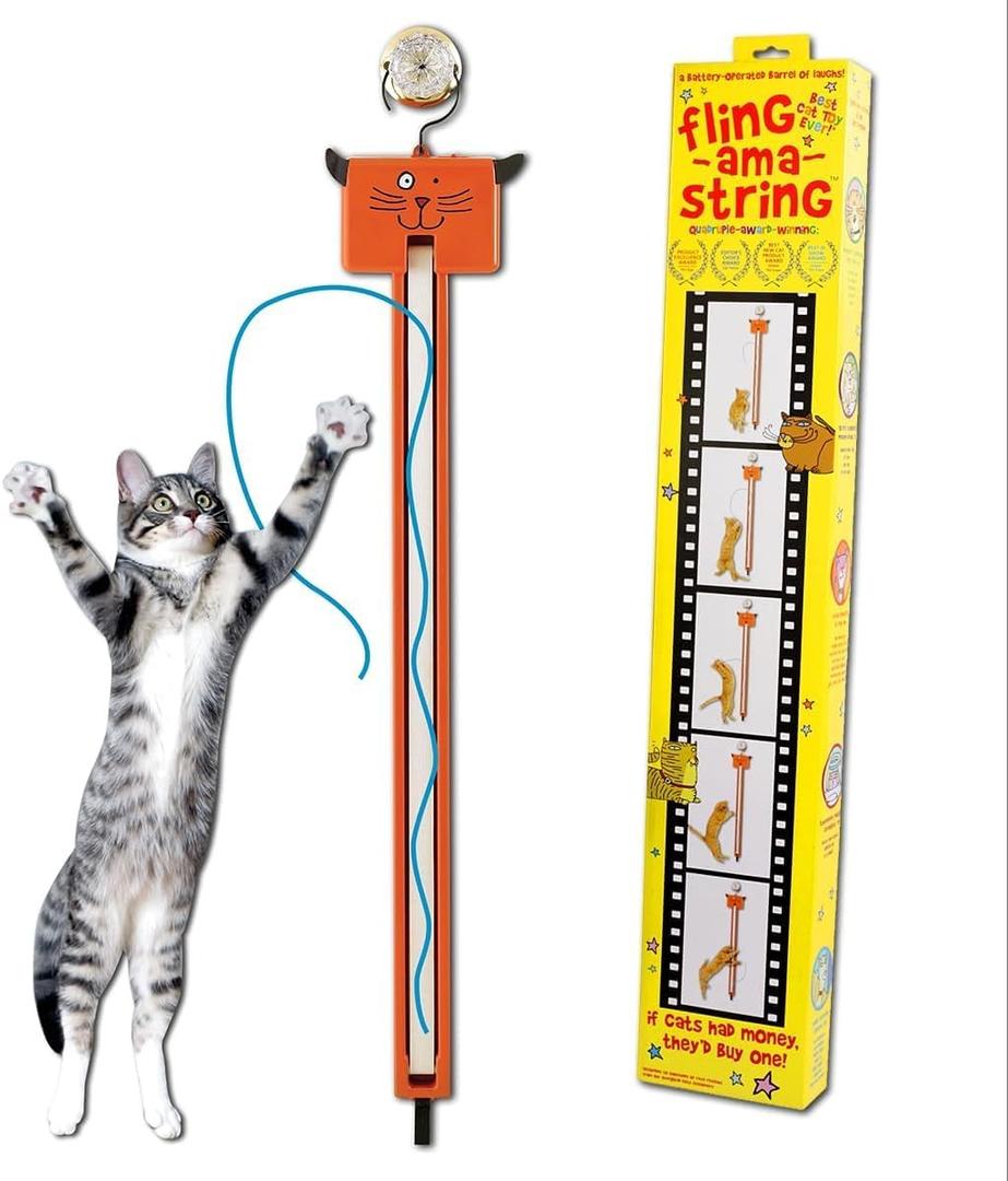 Moody Pet Interactive Cat Toy for Indoor Cats Fling-AMA-String Automatic, Moving, Flying String Toy for Cats Battery Operated, Door Hanging Exercise Toy for Kittens & Adult Cats