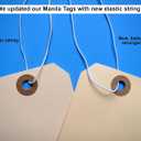 Manila Tags With Elastic String - #1, 2 3/4" x 1 3/8", Box of 250 Paper Labels With Reinforced Hole and Attached Loop, 250 Count
