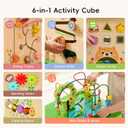 OOOK 5 in 1 Large Activity Cube, Forest-Themed Activity Cube for 1 Year Old, 13.4 x 13.4 x 22.2 inches
