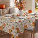 XCHI Fall Pumpkin Maple Leaves Tablecloth Rectangle Washable Table Covers for Home Party Decorations 52x70 Inch