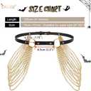 JASGOOD Punk Waist Chain Belt Black Leather Layered Belly Body Waist Chains Nightclub Rave Body Chain Belt for Women Girls (Black)