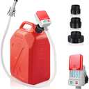 HiNADA Fuel Transfer Pump with Auto-Stop - Battery Power, Portable 3.2 GPM with 51'' Extra Long Hose, 3 Can Adapters & Leak Protection for Oil/Diesel/Gasoline Safe Transfer.