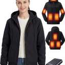 Heated Jackets for Women with 12V 18400mAh Battery, Graphene Canvas Womens Heated Jacket with Hooded for Outdoor Work (Medium, Black)