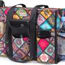 TOPDesign Utility Water Resistant Tote Bag with 13 Pockets, Top Zipper Closure & Thick Bottom Support, for Working Women (Large, Yoga)
