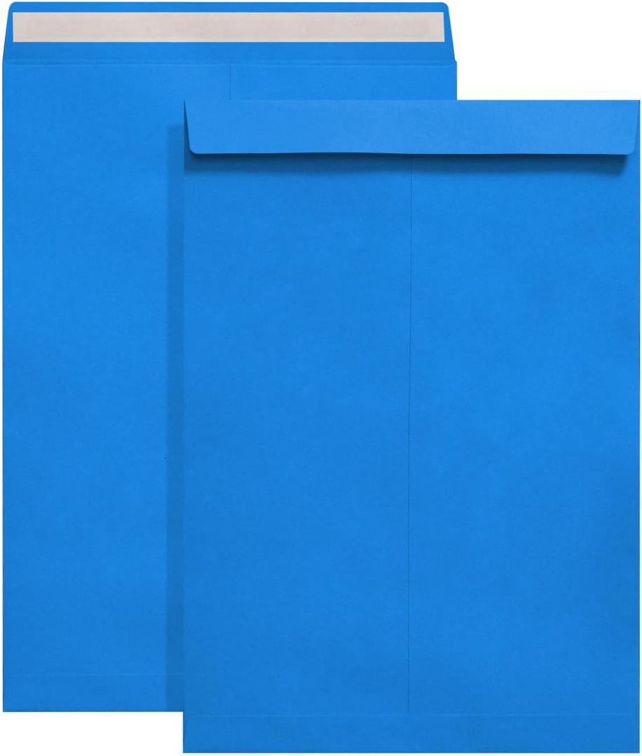 9" x 12.75" Dark Blue Self-Seal Catalog Envelopes for Invitation Cards, Organizing and Storage, Pictures, Photos, Documents (100 PCS)