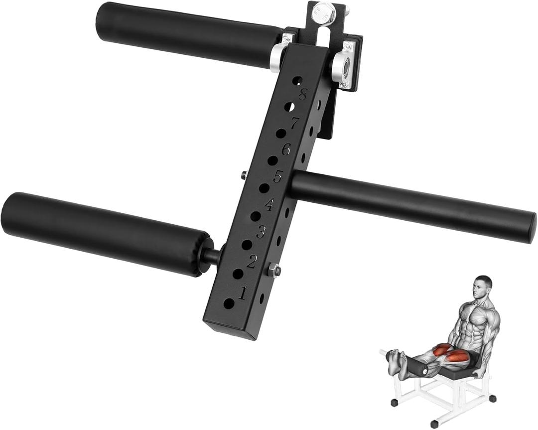 Power Rack Mounted Leg Extension and Curl Machine  1.02in & 0.71in Hole Compatible, 8-Position Adjustable Seated Leg Trainer with 175lbs Capacity, Squat Rack Attachment